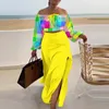 Work Dresses Loungewear Short Top Maxi Skirt Two Pieces Suits Women Spring Summer Long Sleeve Backless Print Ladies Matching Sets Streetwear