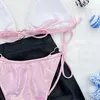 Swimwear pour femmes Micro Bikini 2023 Femmes Two Piece Love Mini Triangle Sac plissé de bain plissé