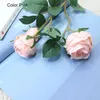 Decorative Flowers 10Pcs/lot Artificial Rose 3 Heads Fabric Flower Wall Wedding Background Home Decoration Fake Bud Garland