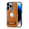 Luxury Invisible Bracket Vogue Phone Case för iPhone 15 Plus 14 13 12 Business Full Protective Vintage Leather Kickstand Back Cover with Camera Lens Protection