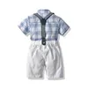 Vêtements Ensemble bébé garçon ensemble pour enfants Vêtements décontractés à manches courtes Shirts Bibs short 2pcs costumes enfants garçons