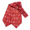 Bow Binds Hi-Tie Silk Red Mens Weihnachten Ascot Hanky ​​Manschettenknöpfe Set Jacquard Schnee Deer Vintage Weihnachten Cravat Krawatte Großhandel für männlichen Abschluss