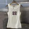 Mui Mui Tanktop Designer Tanks Tops Cropped Vesten Dames T-shirts Luxe Strass Letter Tank Mouwloos T-shirt Yoga Sportvest 24ss Zomer Cool Sexy 1:1 138