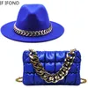Hat For Women Autumn Winter Party Jazz Fedora Hats With Fashion Luxury Oversized Chain Accessory Bag Twopiece Set 231221