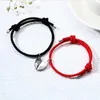 Link Bracelets Fashion Heart -shaped Magnetic Handicon Small Personality Couple Fastening Adjustable Bracelet 2PCS/set