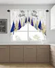 Curtain Christmas Blue Tree Short Living Room Kitchen Door Partition Home Decor Resturant Entrance Drapes