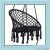 Hamacs chaise swing noire max 330 lbs de corde de coton suspendus chaises de hamac pour intérieur et extérieur14 drop livraison 2021 Home Garden Fur Dhdcp