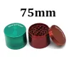 large size smoking Grinder 75mm Tobacco Slicer 4 Layers Herb Crusher Colorful Zinc Alloy Grinder Hands Smoke Accessories for dab rig bong ZZ