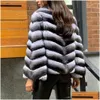 WOMENS Down Parkas Top Rabbit Fur Coat Genuine Rex Jackets Classic Chinchilla Color Slim Short Fashion Over -Coat Winter Style 231116 DR DHNTK