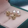 Stud Earrings Tahiti Black Pearl 18K Gold Earclips Without Ear Holes TN168