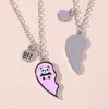Pendant Necklaces Cute Panda Heart Necklace For Women Chinese Broken Clavicle Chain BFF Friends Jewelry Gifts Friend Girl