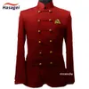 Kostuum Homme Red Suits Men Captain Jacket broek bruidegom bruiloft Slim fit pak feest smoking blazer 2 stuks 231221