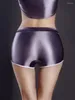 Damenshorts Süßigkeiten Farbe Mode Middle Taille Satin glatte enge lässige Hose bequeme Strandbekleidung Elastizität sexy Fitness