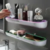 Ecoco Badezimmerregal Lagerhalterhalter Wandmontage Shampoo Gewürze Dusch Organizer Badezimmerzubehör mit Handtuchstange 231222