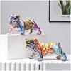 Dekorativa föremål figurer konst colorf elefant scpture harts djurstaty modern iti hem vardagsrum dekor skrivbord estetisk gåva 2 dheiv