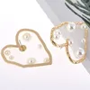 Stud Earrings 30Pairs/lot Personality Love Transparent Resin Pearl Big Heart Shaped Silver Color Earring For Women Ear Jewelry