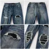 Rumpfhose zerrissen Jeans Miri Jeans Herren Jeans Designer Jeans Knie Skinny gerade Größe 28-40 Motorrad Trendy Long gerade Loch High Street Denim Denim