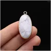 Charms 16X35Mm Natural Stone Elliptical Pendant Amethysts Clear Quartz For Jewelry Making Supplies Diy Necklace Earring Drop Delivery Dh3Rd