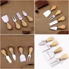 Kitchen Knives Brand New Of 4Pcs/Sets Cheese Knives Board Set Oak Handle Butter Fork Spreader Knife Kit Kitchen Cooking Tools Usef Acc Dhbgx