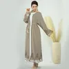 Abbigliamento etnico Eid Party Open Abayas Kimono Lace Cardigan Women Muslim Abito Maxi Abito Turchia Ramadan Islamica Dubai Kaftan Caftan