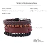 Bangle Punk Vintage Multilayer Genuine Leather Bracelet Men Fashion Braided Handmade Wood Beads Rope Wrap Bracelets & Bangles Male Gift