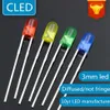 Bulbes 1000pcs couleur diffuseur de 3 mm bulbe sans frange rouge vert bleu jaune lampe LED blanche diode 279p