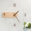 Wall Clocks Nordic Style Silent Scan Movement Clock Solid Wood Creative 12in Diameter Black Walnut Material