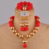 Earrings & Necklace Red Fashion African Handmade Beaded Nigeria Wedding Jewelry Set Imitation Pearl Female Earring Bracelet XX-29276S