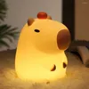 Nattljus Silikon capybara USB -uppsättning av djurlampor Touch Control Lamp med timing Dimning Sleep For Kids Room