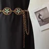 Gürtel Frauen Legierung Taillengürtel Ethnisches verstellbares Hemd mit Erleichterung türkiser Schnalle
