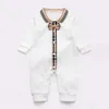 Spring Autumn Baby Boys Plaid Rompers Lovely Newborn Long Sleeve Jumpsuits With Bowknot Toddler Turn-Down Collar Onesies Infant Clothing Babies Romper