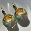 Stud Earrings 2024 Colorful Oil Painting Women And Tree Patterns Women's Abstract Glass Cabochon Jewelry Gift