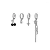 Dangle Ohrringe 6pcs/Set Hip Hop Silber Farbstar Lock Kirsch Geometrie Herz Hoop für Frauen Egirl Long Quastenschmuck