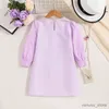 Robes d'automne pour petites filles de 4 à 7 ans, tenue à carreaux violets à manches longues, mignonne et Simple, tenue de soirée coréenne, nouvelle collection