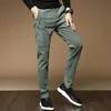 Męskie dżinsy 2023 NOWOŚĆ Zimowe polarowe ciepłe spodnie Corduroy Men Business Fashion Slim Fit Grusten Grey Green Fluff Casual Spodni Mężczyzna J231222