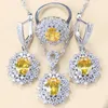 13Colors Accessoires de fête de mariage 925 Mark Bilans de bijoux Boucles d'oreilles en zircone jaune pour femmes anneaux 231221