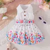 Girl's Dresses Dress For Kids 3-36 Months Korean Style Sleeveless Cute Button Summer Floral Princess Formal Dresses Ootd For Newborn Baby GirlL231222