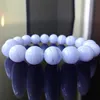 MG1130 Högklassig äkta 12 mm Blue Lace Agate Chalcedon Bead Armband för män eller kvinnor gåva för honom202n