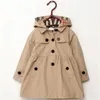 manteaux Nouvelle mode fille Trench veste automne princesse solide longueur moyenne simple boutonnage coupe-vent bébé manteaux vêtements taille hauteur 100