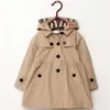 Cappotti New Fashion ragazza Trench Autunno Principessa Solido Media Lunghezza Giacca a vento monopetto Cappotti per bambini Taglia Altezza 100