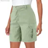 Shorts femininos shorts shorts de verão calças shorts botão de calça curta para caminhada de bolso de bolso de verão praia de cor sólida slim respirável berdal231222