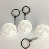 Nachtlichten Portable 3D Planet Keyring Moon Light Keychain Decoratielamp Glas Ball Key Chain voor Creative Gifts van kinderen243r