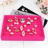 2pcs lots Jewelry Display Rings Organizer Show Case Holder Box New red Ring Storage Ear Pin Accessories box318T