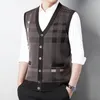 Men's Vests Sweater Cardigan Vest Sleeveless Knitted Autumn And Winter Casual Fashion Jacquard V-neck