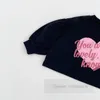 San Valentino Lettera Kids Letter Love Heart Letter Spazzata Sweet Girls Round Collar Pullover per manica a sbuffo 2024 Bambini primaverili abbigliamento in cotone Z6238