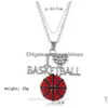 Подвесные ожерелья модные футбольные спортивные ожерелья для женщин Crystal I Love Basketball Volleyball Letter Letter weams Ювелирные изделия в Bk dhgip