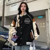 Deeptown Vintage Bomber Jacket Женщины Harajuku университетские бейсбольные куртки корейская модная форма негабаритная уличная одежда Y2K 231221