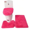 3pcsset Solid Color Bathroom Mat Set Fluffy Hairs Bath Carpets Modern Toilet Lid Cover Rugs Kit Rectangle 50*80 50*40 45*50cm 231222