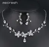 Mecresh Cute Butterfly Bridal Necklace Jewelry Sets for Women Clear Cubic Zirconia Wedding Earrings Sets Christmas Jewelry TL545 H4187015