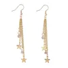 Kolczyki Dangle Kissitty Golden Color Star Charms łańcuchy kablowe Tassel for Women Hook Biżuteria